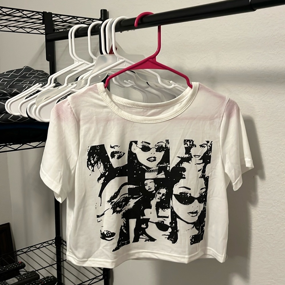 White fashion crop top